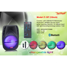 Haut-parleur portable portable Bluetooth Trolley 15 pouces / FM / USB / SD / Remote F19t